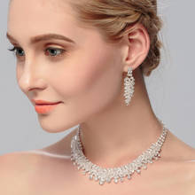 Fashion Wedding Jewellery Set Crystal Bridal Jewelry Sets for Women Statement Necklace/Earrings Set Engagement Jewelry 2024 - buy cheap
