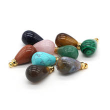 Natural Perfume Bottle Stone Pendant Necklace Waterdrop Crystal Agates Essential Oil Diffuser Stone Charm for Jewelry Making 2024 - buy cheap