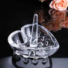 H & D-Soporte de anillo con forma de corazón de cristal, plato de anillo transparente, bandeja de joyería superior de tocador, recuerdo de boda, decoración del hogar 2024 - compra barato