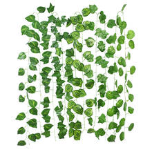 5pcs 230cm Green Plant Decor Green Silk Artificial Hanging Ivy Leaf Garland Fake Vine Leaves for Home Garden Wall Wedding Decor 2024 - купить недорого