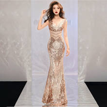 Women Gold Crystal Beading & Sequined V Neck Sexy Formal Dress Luxury Club Party Dress Femme Elegant Dress For Special Occasions 2024 - buy cheap