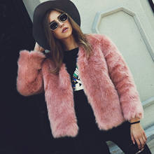 Fashion Furry Faux Fur Coat Women Fluffy Warm Long Sleeve Female Outerwear Autumn Winter Coat Jacket Hairy Collarless Overcoat 2024 - buy cheap