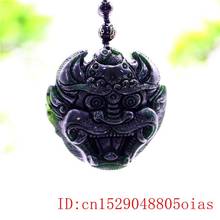Colgante de demonio de Jade verde negro, amuleto de regalo Natural, joyería China tallada 2024 - compra barato