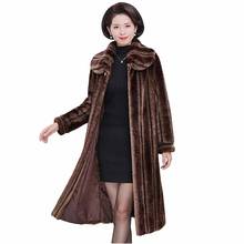 New High Quality Stripe Mink Fur Coat Middle-aged Women Winter Faux Fur Long Jacket Plus Size Thicken Loose Casual Outwear KW429 2024 - buy cheap