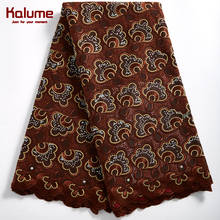 Kalume-tela de encaje africano de 5 yardas, tejido de algodón suizo con piedras, gasa nigeriana, para coser vestidos, 2286 2024 - compra barato