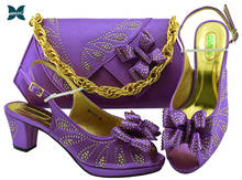 Zapatos africanos de tacón para mujer, conjunto de bolsos de noche, cómodos, diseño italiano, con bolsa a juego, Color morado, 2019 2024 - compra barato