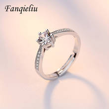 Fanqieliu 925 Sterling Silver Six Claw Crystal Wedding Bands For Girl Adjustable Zircon Ring Woman FQL20152 2024 - buy cheap