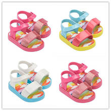 Новинка 2021, маленькие сандалии Melissa для девочек, летняя модная обувь принцессы на платформе, детская пляжная обувь, детские сандалии-Желе, HMI049 2024 - купить недорого