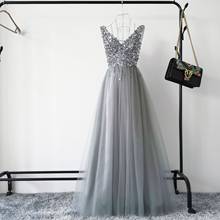 Sexy Sequins Backless Gray Party-dress Summer Autumn Long Evening Dress Shiny Formal Banquet Host  Elegant Noble Вечернее платье 2024 - buy cheap