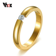 Vnox 3mm Solitaire CZ Stone Ring for Women Wedding Rings Engagement Band Stainless Steel Elegant Temperament Female Jewelry 2024 - buy cheap