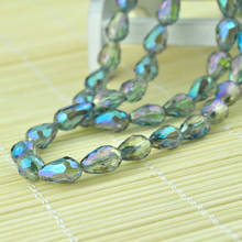 5x7mm gota de lágrima de cristal de perlas de joyería de 70 unids/lote verde chapado gota de agua espaciador flojo del grano de cristal para accesorios de fabricación de la joyería 2024 - compra barato