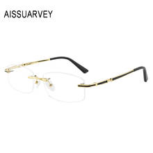 Metal Rimless Eyeglasses Frame for Men Optical Eye Glasses Frames Prescription Brand Designer Eyewear Business Classic Goggles 2024 - buy cheap