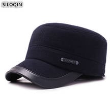 SILOQIN Winter Men's Earmuffs Hat Thick Warm Flat Caps Army Military Hats Snapback Cap Adjustable Head Size Middle-aged Dad Caps 2024 - buy cheap