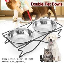 Stainless Steel Double Pet Bowls Dish Dog Cat Stand Feeder Food Water Bowl Feeding Dish 2024 - buy cheap