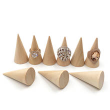 Suporte de madeira cone vintage natural, cone de dedo, anel, vitrine, organizador, armazenamento, mostruário 2024 - compre barato