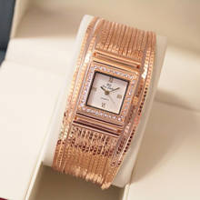 Women Watch Famous Luxury Brands Rose Gold Quartz Ladies Watches Dress Square Diamond Wrist Watch For Women Reloj Mujer 2019 2024 - buy cheap