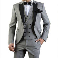 Esmoquin de novio Popular para hombre, traje de boda con un botón, chaqueta, pantalones y chaleco, color gris claro, 1118 2024 - compra barato