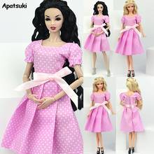 Vestido de bonecas rosa lindo verão, saia diária casual, sem alça, vestido de festa roupas para boneca barbie acessórios brinquedo de menina 2024 - compre barato