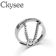 Женское кольцо со смайликом Ckysee, регулируемое Закрытое кольцо из стерлингового серебра 925 пробы, 18 мм 2024 - купить недорого
