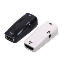 White Black   female to VGA Converter Adapter 1080P With Audio Cable For PC TV 2024 - buy cheap