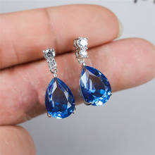 Water Drop Blue Green Zircon Rainbow Stone Earrings For Women Wedding Jewelry Dainty Multicolor Crystal Teardrop Dangle Earrings 2024 - buy cheap