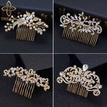 TREAZY Gold Color Wedding Hair Combs For Women Headpiece Crystal Pearls Hairpins Bridal Hair Accessories Party Hair Jewelry 2024 - buy cheap