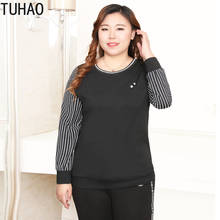 Tuhao blusas femininas elegantes de escritório, preto, camisa de manga listrada para mulher, 2020, tamanho grande 10xg 8xg, camisas femininas, tops wm13 2024 - compre barato