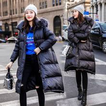 KMETRAM-Chaqueta de plumas con Cuello de piel de mapache Real para mujer, abrigo largo coreano, Parka femenina, ropa de invierno, 2020 2024 - compra barato