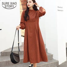 Casual A-Line Dot Zippers Midi Dresses Empire Stand Collar Women Dress Vintage 2022 Long Sleeve Korean Elegant Dress 8559 50 2024 - buy cheap