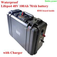Lifepo4-batería de litio de 48V, 100Ah, 70Ah, 150A, BMS, 7200w, para patinete, barco, avión, coche, impermeable + cargador de 10A 2024 - compra barato