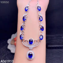 KJJEAXCMY boutique jewelry 925 sterling silver inlaid natural Blue corundum gemstone female luxury necklace pendant fashion 2024 - compre barato