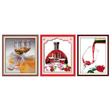 Roses Red Wine Cross Stitch Kit Embroidery Needlework Stamped Decor 11CT 14CT Printed Counted Fabric DMC Thread Canvas Craft Set 2024 - buy cheap