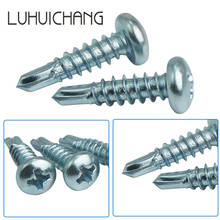 Luhuichang-parafusos de rosqueamento automático, 10 peças, m4.2, m4,8 tamanhos, parafusos em cruz galvanizados, parafusos de cabeça pan embutida para trabalho em madeira 2024 - compre barato