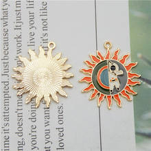 Julie Wang 3PCS Enamel Cartoon Sun Charms Alloy Gold Tone Astronaut Pendants Bracelet Earrings Jewelry Making Accessory 2024 - buy cheap
