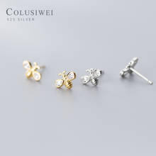 Colusiwei Fashion 925 Sterling Silver Clear CZ Simple Cute Tiny Bee Stud Earring for Women Exquisite Insect Ear Pin Fine Jewelry 2024 - buy cheap