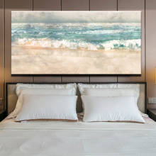 Pintura de tela moderna abstrata de paisagem de surf, praia, posteres e impressões, imagem de arte de parede para sala de estar, decoração de casa, quadros 2024 - compre barato