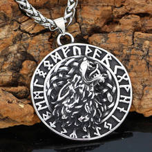 Collar vikingo de acero inoxidable Geri y Freki Wolf runa Helm Of Awe Wolf para hombre, con bolsa de regalo Valknut 2024 - compra barato