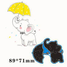 Corte morre um elefante com um guarda-chuva metal e selos estêncil para diy scrapbooking álbum de fotos gravando cartão de papel 89*71mm 2024 - compre barato