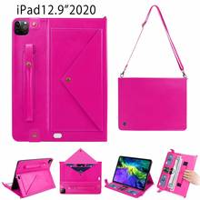 Capa de couro para tablet para ipad pro 12.9, case 2020, bolsa de ombro multifuncional para apple ipad pro 12.9 espaços, bolsa tipo envelope 2024 - compre barato