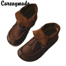 Careaymade-nova botas curtas de couro genuíno com sola macia, sapatos martin originais feitos à mão ou descalços cano alto para mulheres 2024 - compre barato