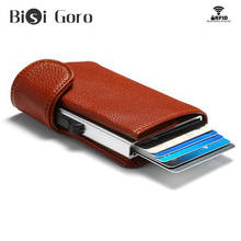 BISI GORO 2020 Metal RFID Credit Card Holder Single Aluminum Box Card Wallet Fashion PU Leather Soft Men and Women Pop Up Wallet 2024 - buy cheap