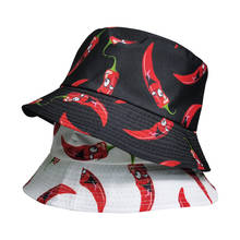 Men Women Red Chili Print Bucket Hat Hip Hop Fisherman Panama Hats Outdoor Summer Casual Bucket Cap 2024 - buy cheap