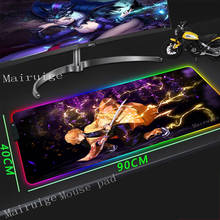 Mairuige Demon Slayer Kimetsu No Yaiba Large Gaming RGB Mouse Pad Black LockEdge Laptop Desk Mat Rubber Non-slip 900x400/800x300 2024 - buy cheap