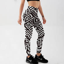 Qickitout-Leggings de estilo bohemio para mujer, pantalones hippie sexys, informales, geométricos, de trabajo, color blanco y negro, talla grande 2024 - compra barato
