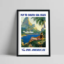 Airline World Travel Poster, Fly To The South Sea Isles Canvas Painting, Vintage Forest Beautiful Girl Wall Picture Home Decor 2024 - buy cheap