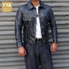 Crina de couro motoqueiro masculina, jaqueta de couro legítimo para homens corta vento e com bolsos curtos harajuku 2024 - compre barato