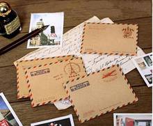 Sobre Retro Para postales, Mini sobre de regalo, papel Kraft marrón, Vintage, papelería, 9,6x7,3 cm, 10 unids/lote 2024 - compra barato