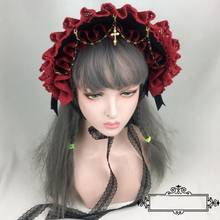Gorgeous Gothic Lolita Vintage Tea Party Bandge Bonnet Women's Princess Lace Ruffles Sun Hat Soft Wire Brim Cosplay Headwear Bnt 2024 - buy cheap