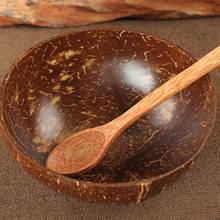 Natural tigela de coco decoração salada de frutas macarrão tigela de arroz de madeira tigela de frutas artesanato decoração criativa casca de coco 2024 - compre barato