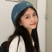 Women Hats Autumn Winter Retro Moon Embroidered Forward Cap Girl Niche Wild Berets Korean Version Of Reverse Caps Detective Hat 2024 - buy cheap